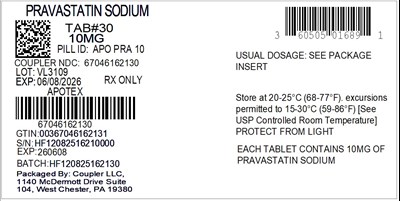Label - 60505 0168 9 PRAVASTATIN 10MG 67046 1621 30